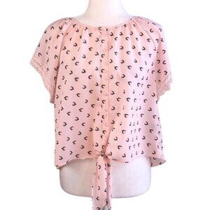 VICTORIA'S SECRET Pink Floral Pleated Back Top - XS